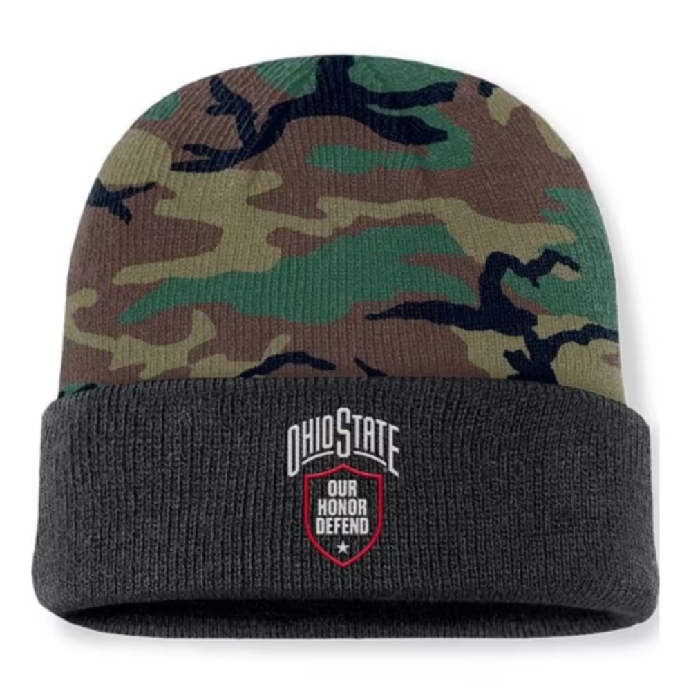 NWT Nike Ohio State Buckeyes 2024 Terra Military Cuff Knit Beanie - Green - Picture 2 of 13